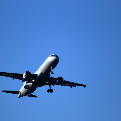 צילום של מטוס מודרני ממריא על רקע שמיים כחולים, המסמל את תחילתו של מסע מרגש.
