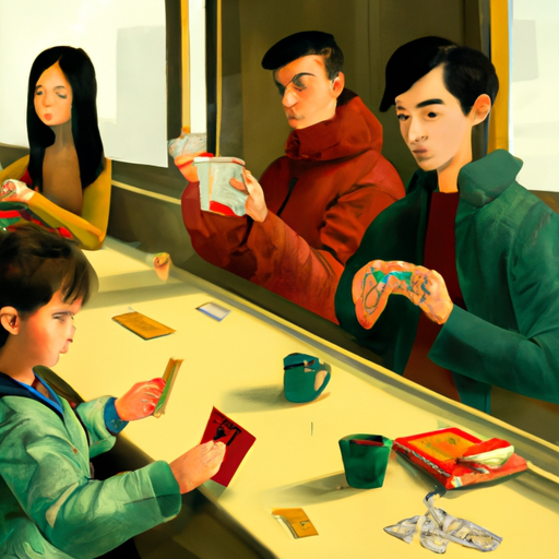 3. הורים וילדים משחקים במשחק קלפים בזמן נסיעה ברכבת